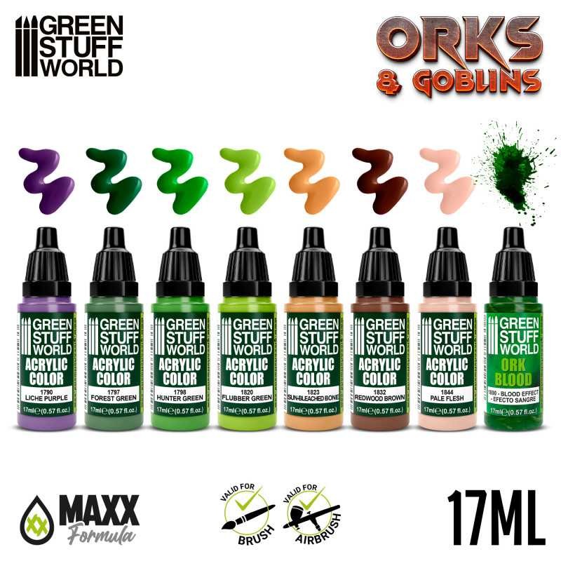 GREEN STUFF WORLD 10124 Paint Set - Orcs and Goblins YEŞİL RENK BOYAMA SETİ