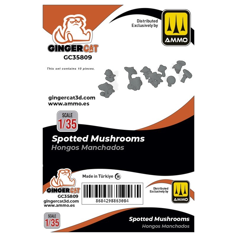 Ginger Cat 35809 1/35 Spotted Mushrooms Set (10pcs) Reçine Detay Seti