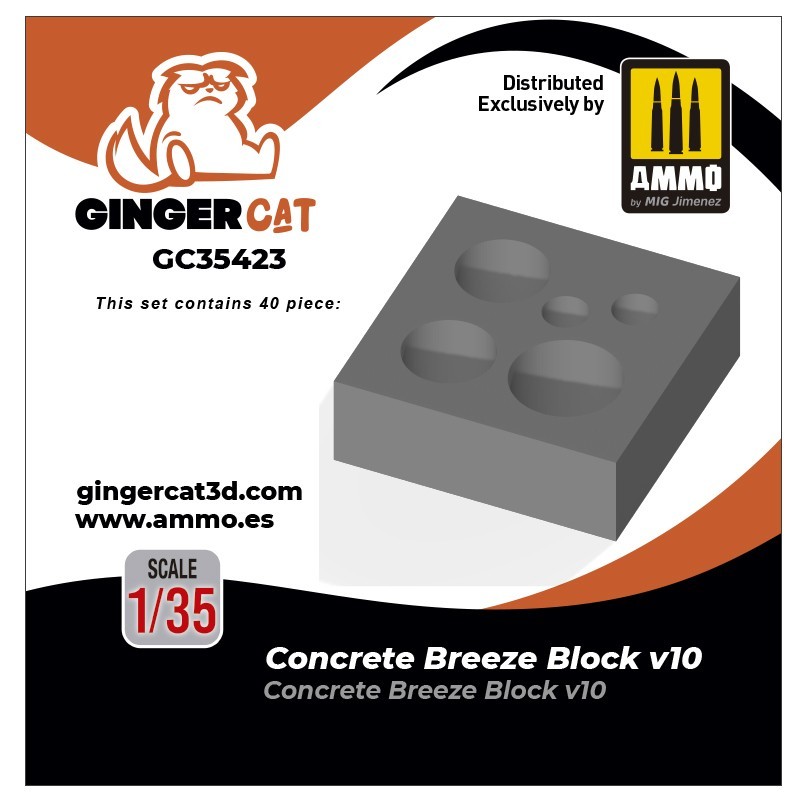 Ginger Cat 35423 1/35 Concrete Breeze Blocks Version 10 (40pcs) Reçine Detay Seti