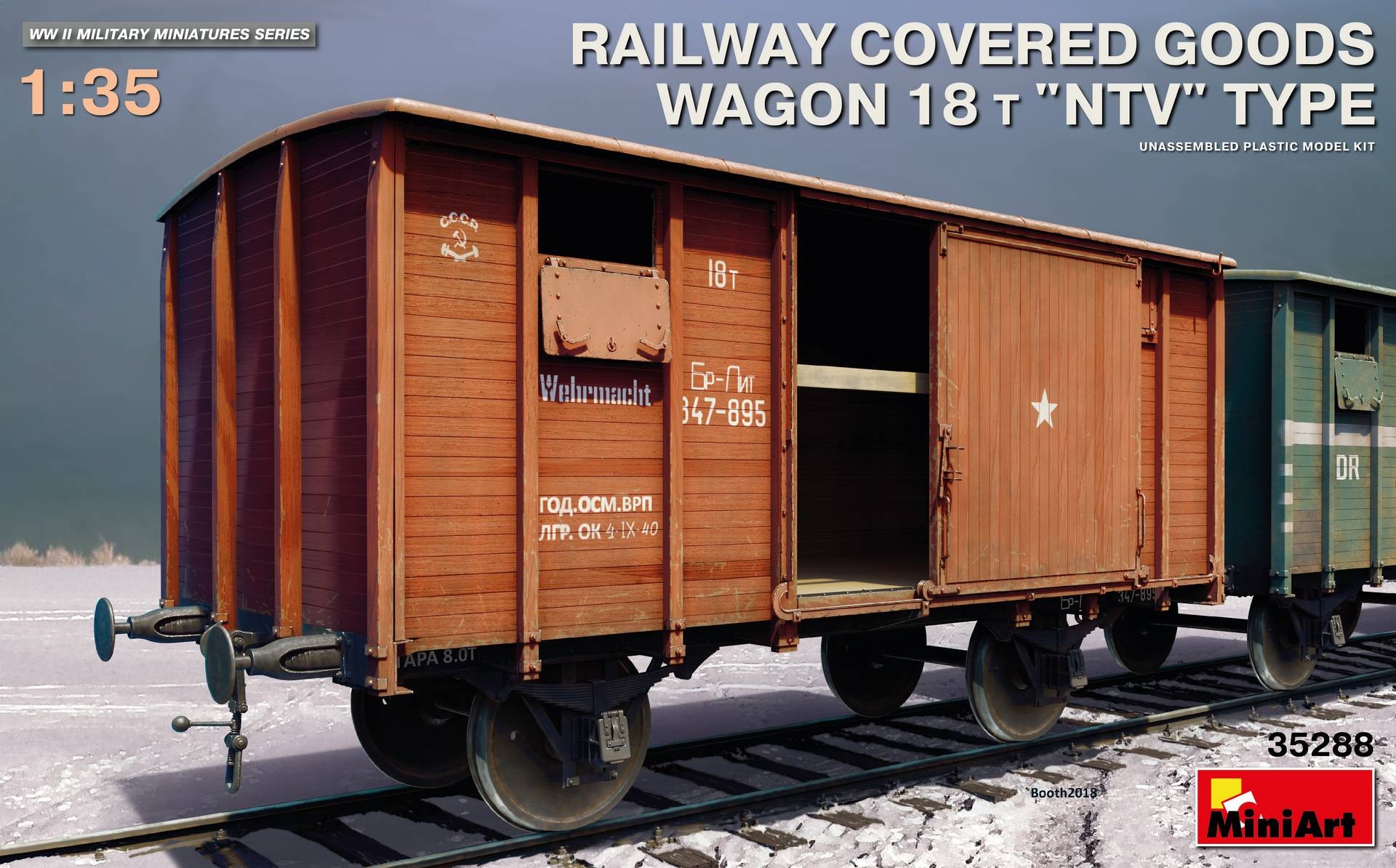 MINIART 35288 1/35 RAILWAY COVERED GOODS WAGON 18T ”NTV” TYPE SOVYET WAGON MAKETİ