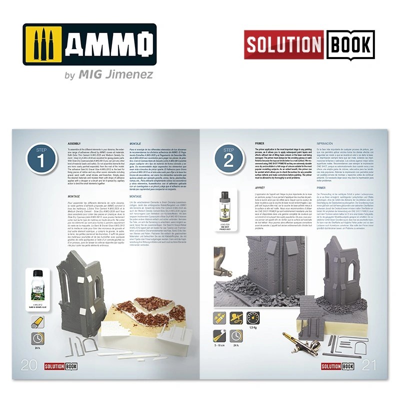 AMMO MIG 6510 How to Paint Brick Buildings. Colors & Weathering System Solution Book (Multilingual) BİNA BOYAMA TEKNİKLERİ KİTABI