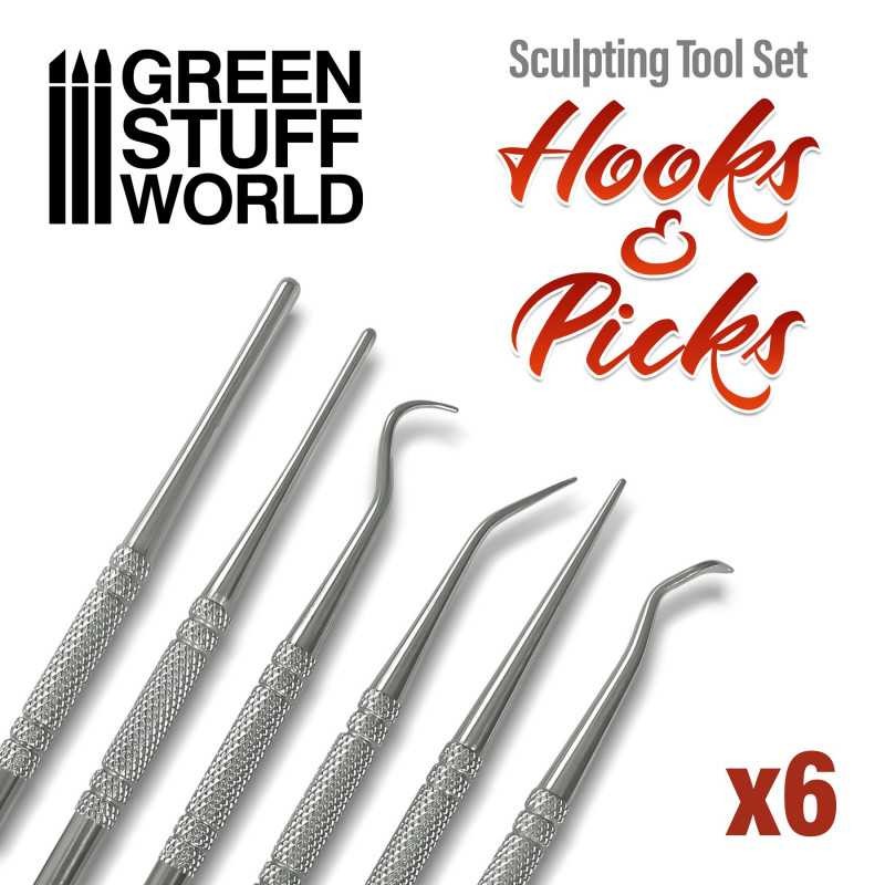 GREEN STUFF WORLD 1250 6x Hook and Pick tool Set - 6'lı Kanca & Kürdan Seti