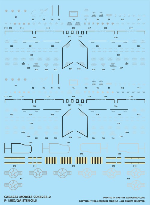 CARACAL MODELS 48238 1/48 F-15EX & F-15QA Advanced Eagles SAVAŞ UÇAĞI MAKETİ İÇİN DEKAL SETİ