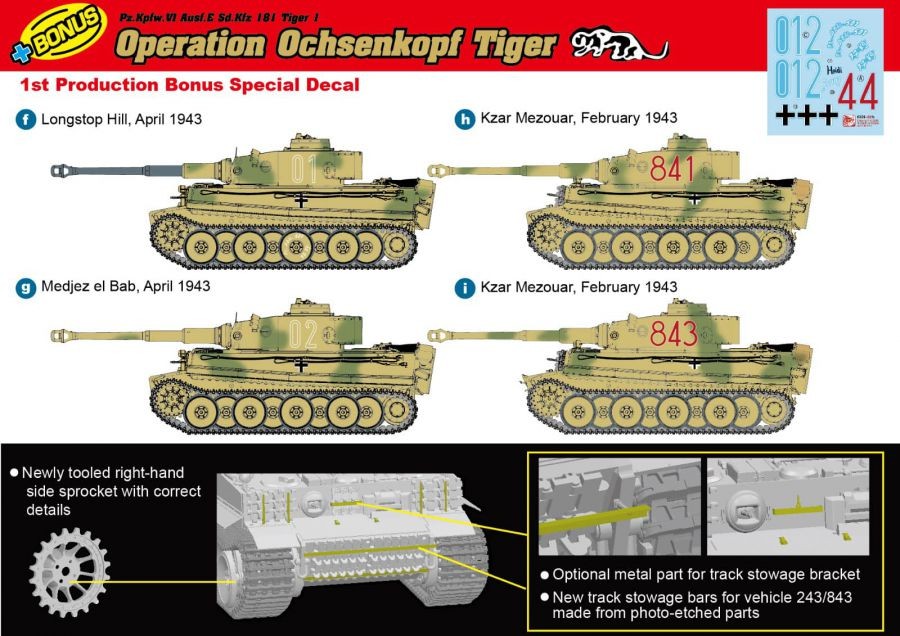 DRAGON 6328 1/35 Pz.Kpfw.VI Ausf.E Sd.Kfz.181 TIGER I "OPERATION OCHSENKOPF TIGER" (SMART KIT) İKİNCİ DÜNYA SAVAŞI ALMAN TANK MAKETİ