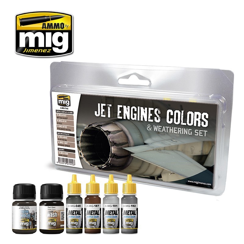 AMMO MIG 7445 Jet Engines Colors & Weathering Set - Jet Motoru Kirletme ve Eskitme Setleri