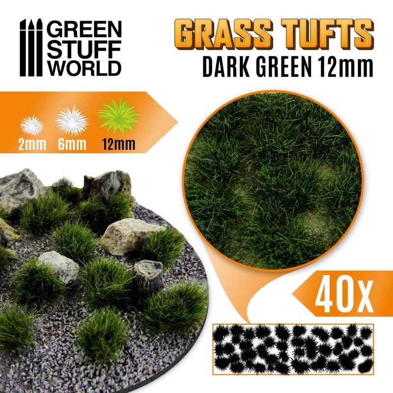GREEN STUFF WORLD 1349 Grass TUFTS 12mm self-adhesive DARK GREEN - 12MM KOYU YEŞİL ÇİM ÖBEĞİ