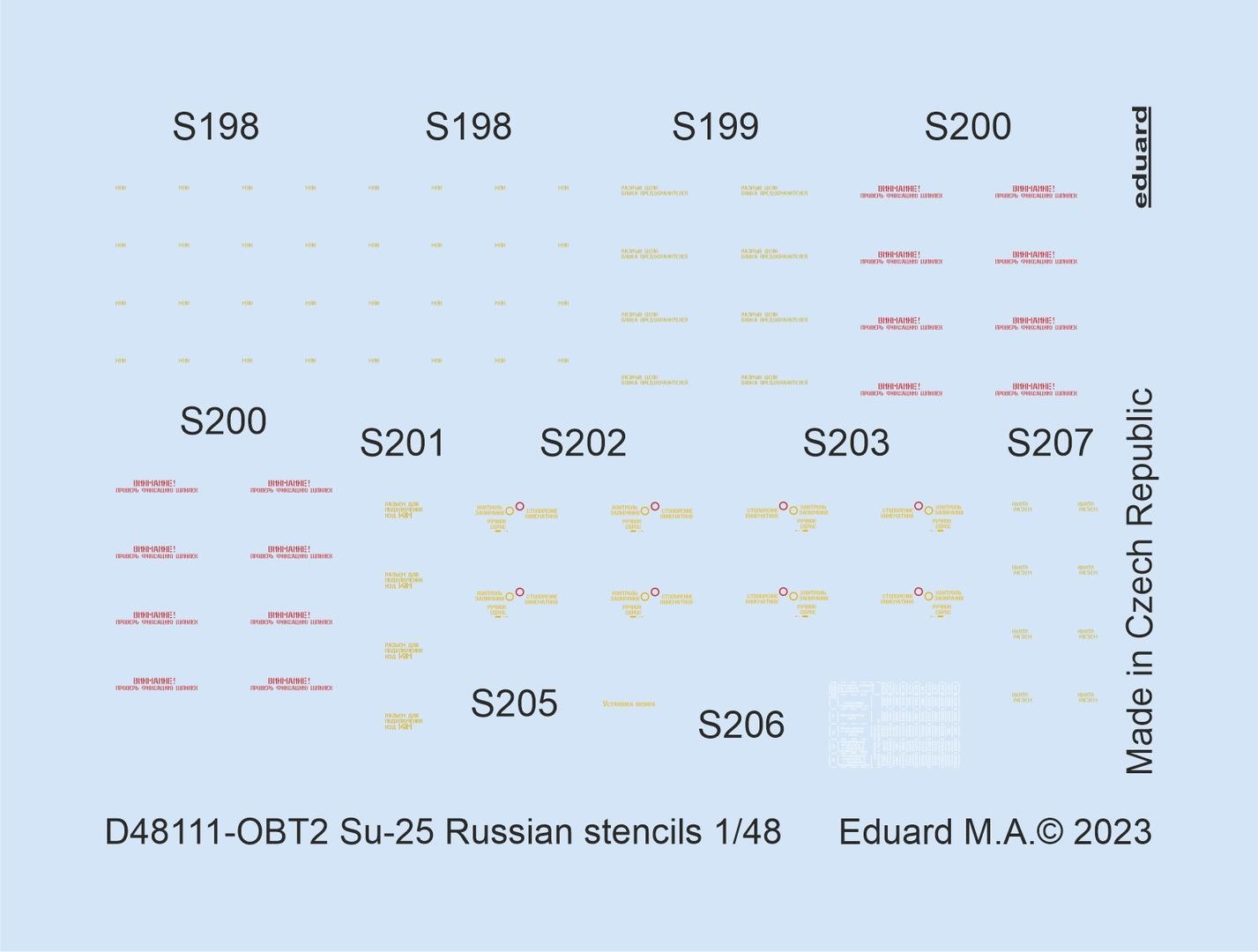 EDUARD D48111 1/48 SU-25 RUS HAVA KUVVETLERİ UYARI İŞARETLEMELERİ