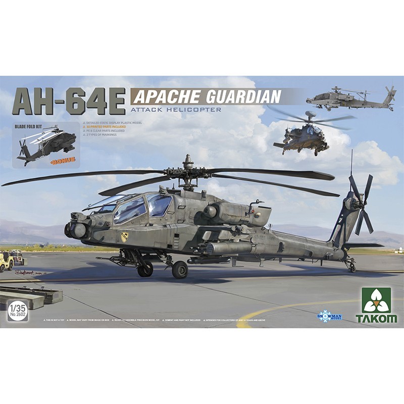 TAKOM 2602 1/35 AH-64E Apache Guardian Attack Helicopter Saldırı Helikopteri Maketi