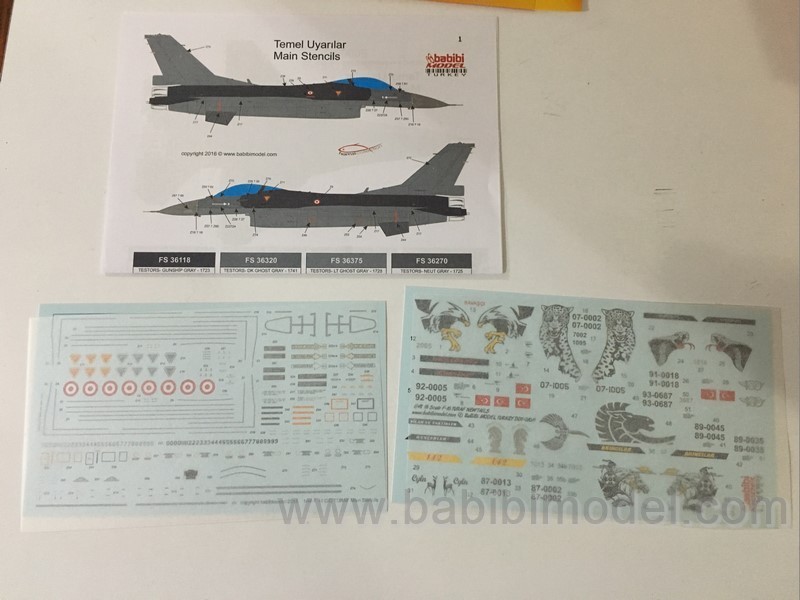 BABİBİ MODEL DDT - 01019 1/48 F-16 C/D TÜRK HAVA KUVVETLERİ YENİ KUYRUKLAR DEKAL SETİ