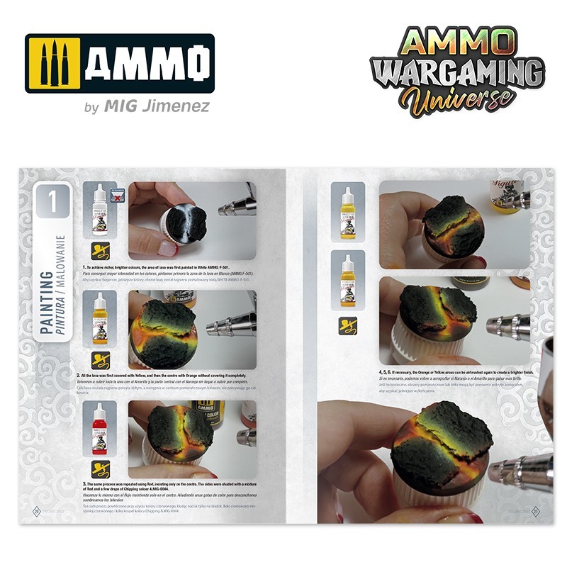 AMMO MIG 6923 WARGAMING UNIVERSE Book 04 Volcanic Soils - VOLKANİK TOPRAK ZEMİN YAPIM TEKNİKLERİ KİTABI