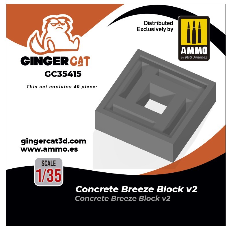 Ginger Cat 35415 1/35 Concrete Breeze Blocks Version 2 (40pcs) Reçine Detay Seti