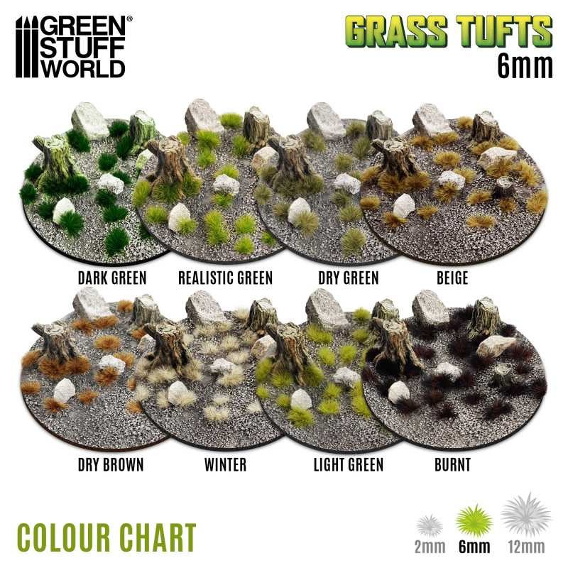 GREEN STUFF WORLD 10675 Grass TUFTS 6mm self-adhesive BURNT - 6MM YANMIŞ ÇİM ÖBEĞİ