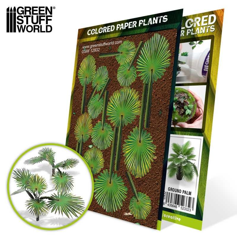 GREEN STUFF WORLD 12832 Colored Paper Plants Ground Palm - RENKLENDİRİLMİŞ KAĞIT BİTKİLER YER PALMİYESİ