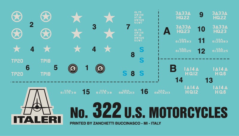 ITALERI 0322 1/35 U.S. MOTORCYCLES AMERİKAN ASKERİ MOTOSİKLETLERİ MAKETİ
