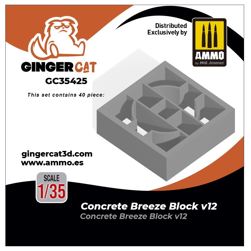 Ginger Cat 35425 1/35 Concrete Breeze Blocks Version 12 (40pcs) Reçine Detay Seti