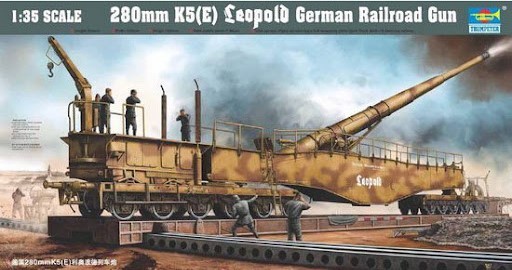 TRUMPETER 00207 1/35 280 MM K5(E) LEOPOLD GERMAN RAILROAD GUN ALMAN RAY ÜSTÜ TOP MAKETİ