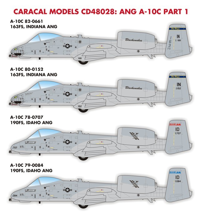 CARACAL MODELS 48028 1/48 Air National Guard A-10C Warthog Part 1 SAVAŞ UÇAĞI MAKETİ İÇİN DEKAL SETİ