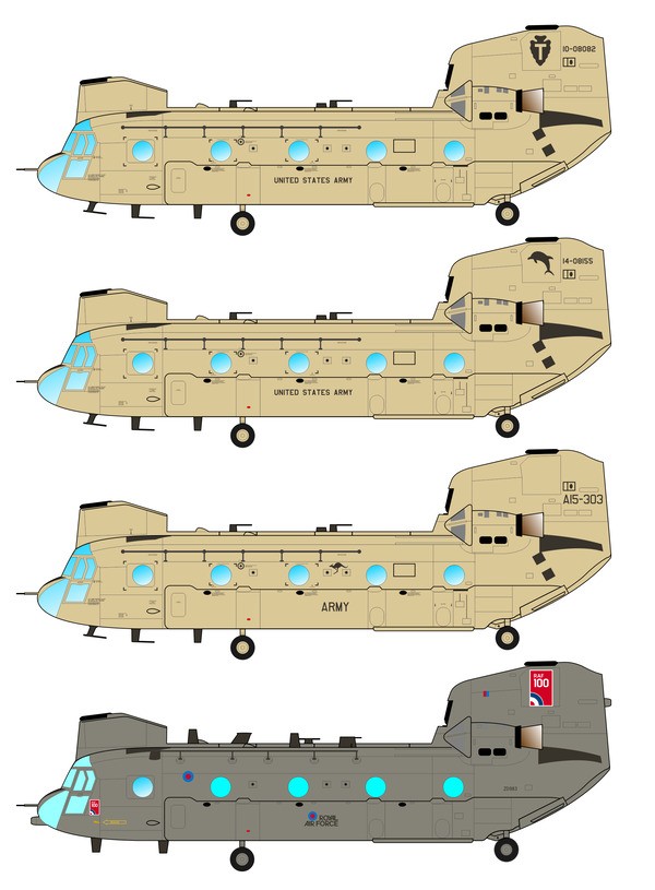 CARACAL MODELS 48148 1/48 CH-47 Chinook ASKERİ HELİKOPTER MAKETİ İÇİN DEKAL SETİ