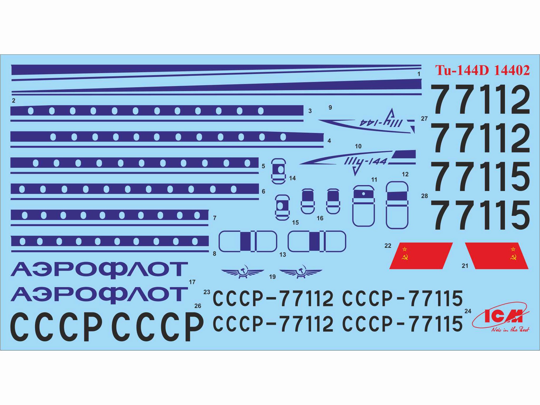 ICM 14402 1/144 Tupolev-144D Soviet Supersonic Passenger Aircraft YOLCU UÇAĞI MAKETİ