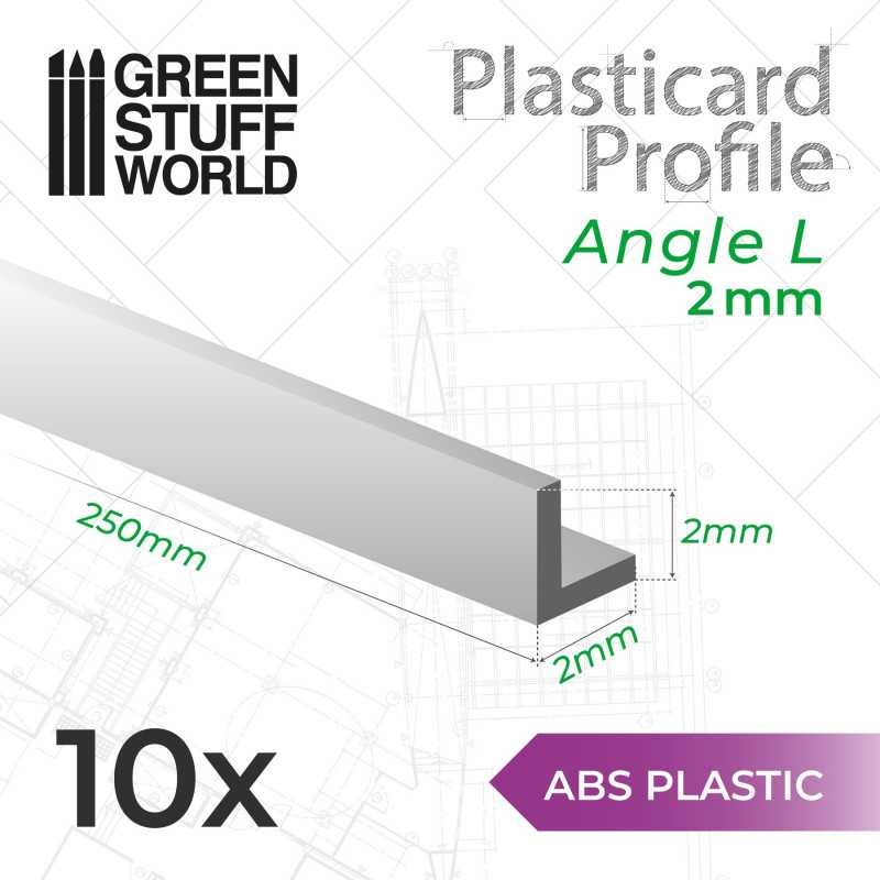 GREEN STUFF WORLD 9235 ABS Plasticard Profile ANGLE-L 2 mm - 2 mm L Tip ABS Plastik Profil 10 Adet