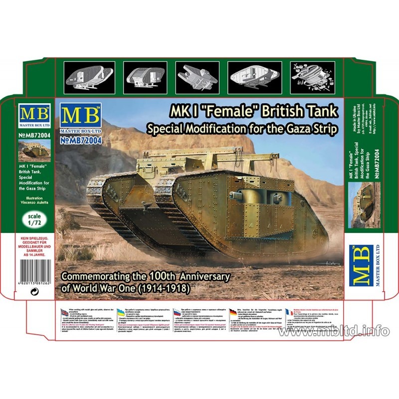 MASTER BOX 72004 1/72 MK.I FEMALE BRITISH TANK GAZA STRIP