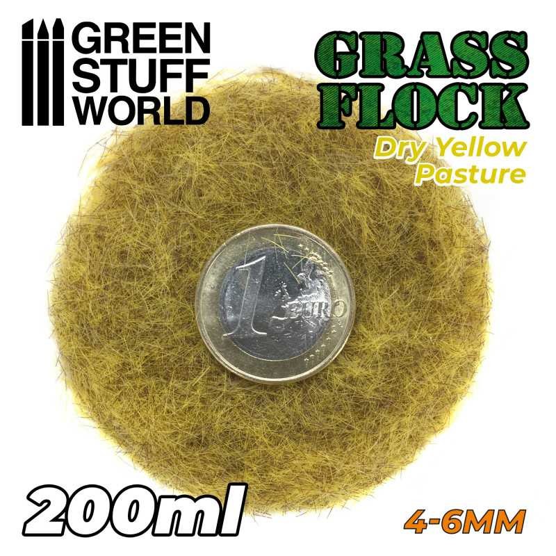 GREEN STUFF WORLD 11154 Static Grass Flock 4-6mm - DRY YELLOW PASTURE - 200 ml