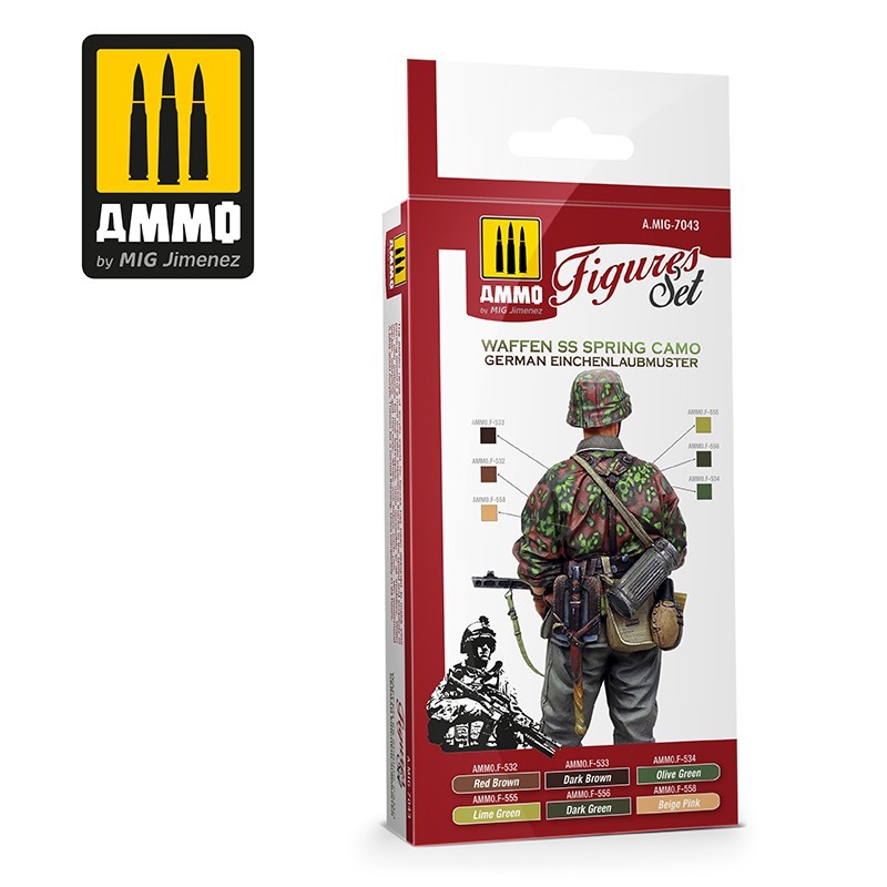 AMMO MIG 7043 Waffen SS Spring Camo. German Einchenlaubmuster Figures Set Boyama Seti