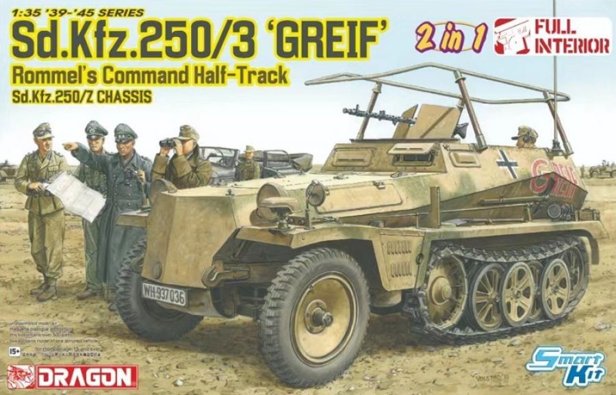 DRAGON 6911 1/35 Sd.Kfz.250/3 "GREIF" ROMMEL'S COMMAND HALF-TRACK İKİNCİ DÜNYA SAVAŞI ALMAN PERSONEL TAŞIYICI MAKETİ