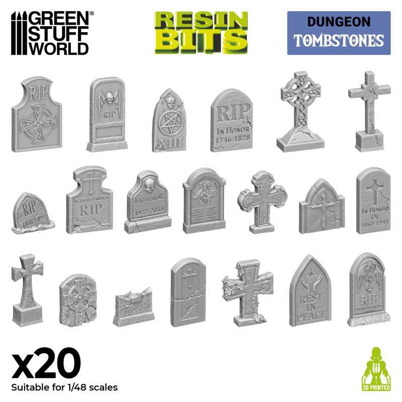 GREEN STUFF WORLD 2189 20x Gravestones Resin Set - MEZAR TAŞI SETİ