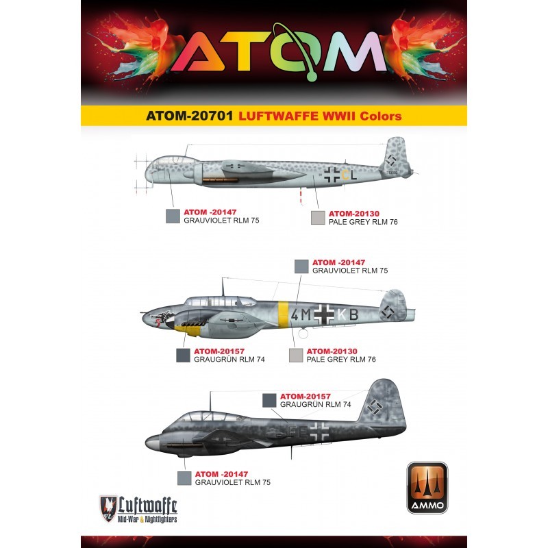 AMMO MIG 20701 ATOM Luftwaffe WWII Colors Set - WW2 Alman Hava Kuvvetleri Seti