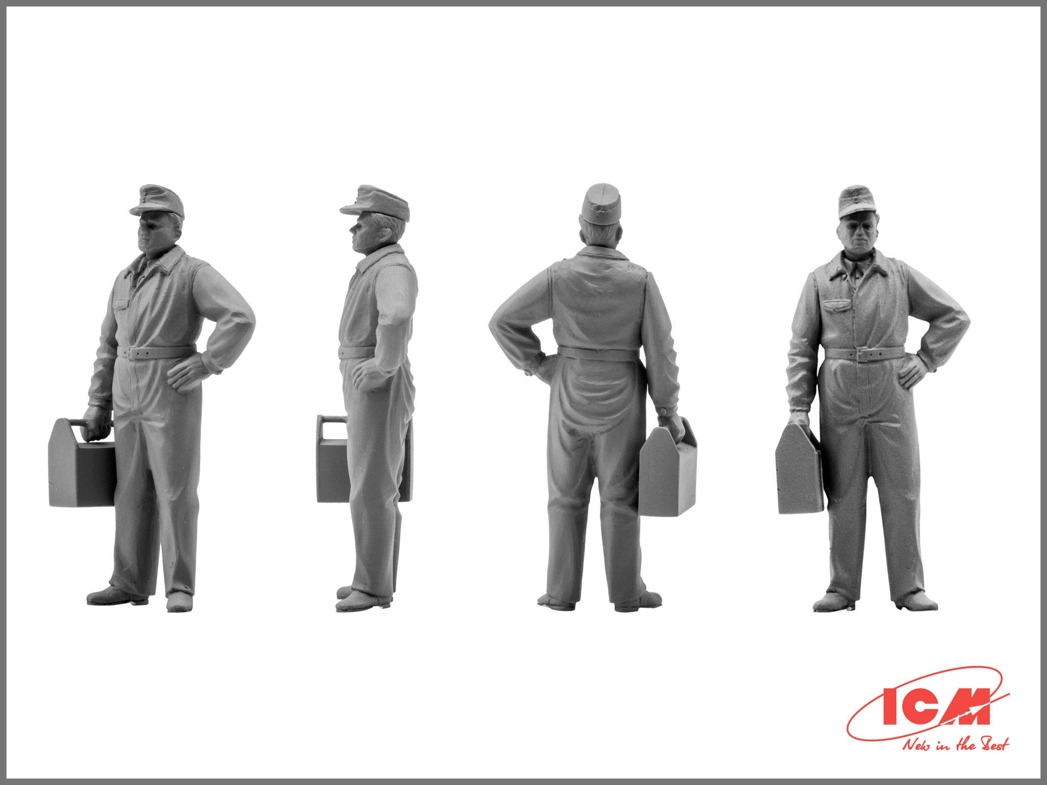 ICM 48082 1/48 German Luftwaffe Pilots and Ground Personnel (1939-1945)  (7 figures - 3 pilots, 4 mechanics) FİGÜR MAKETİ