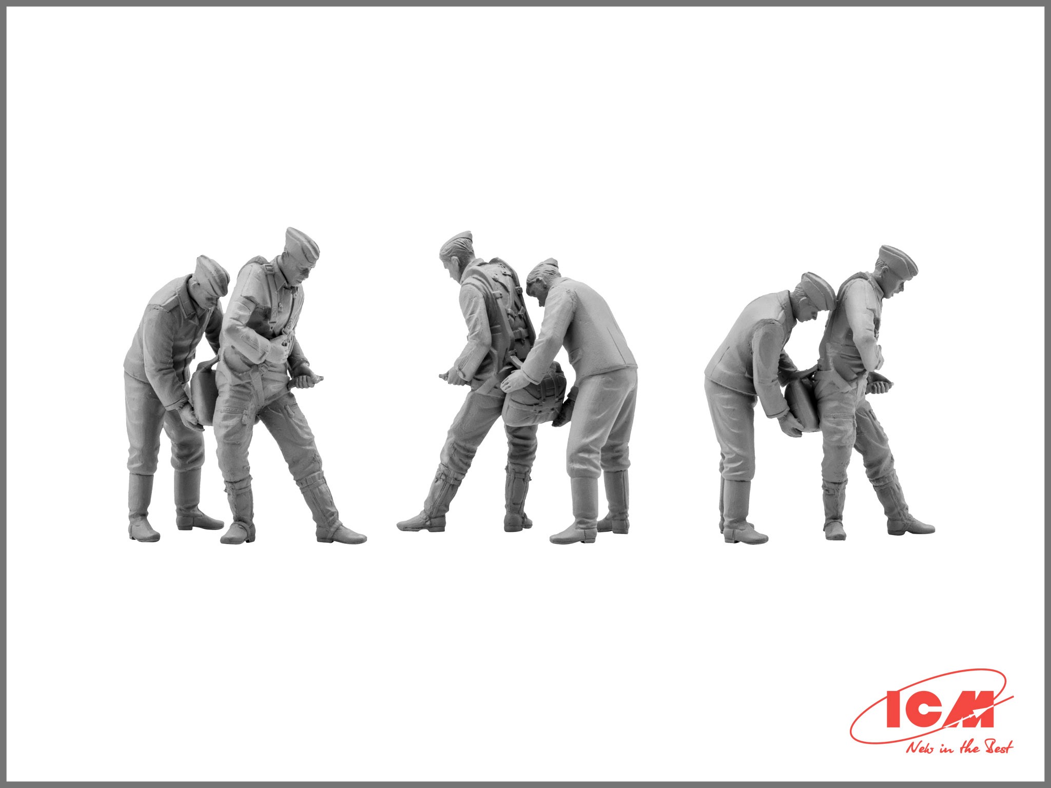 ICM 48082 1/48 German Luftwaffe Pilots and Ground Personnel (1939-1945)  (7 figures - 3 pilots, 4 mechanics) FİGÜR MAKETİ