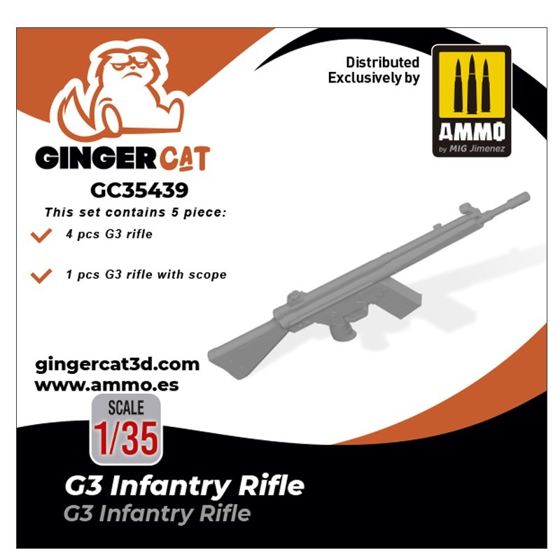 Ginger Cat 35439 1/35 G3 Rifle (5pcs) Reçine Detay Seti