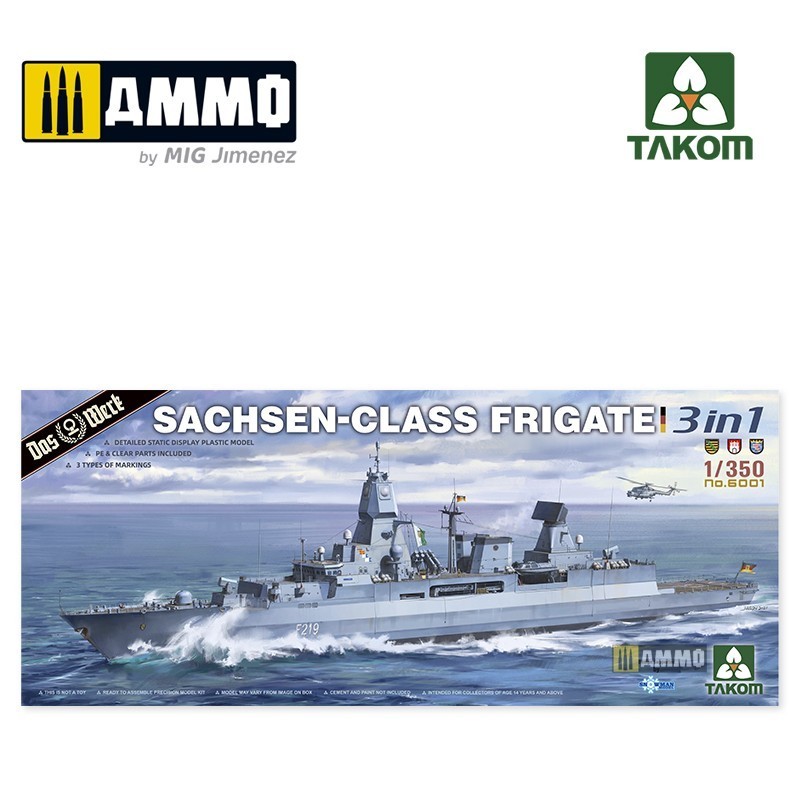 TAKOM 6001 1/350 Sachsen-Class Frigate (3 in 1) GEMİ MAKETİ