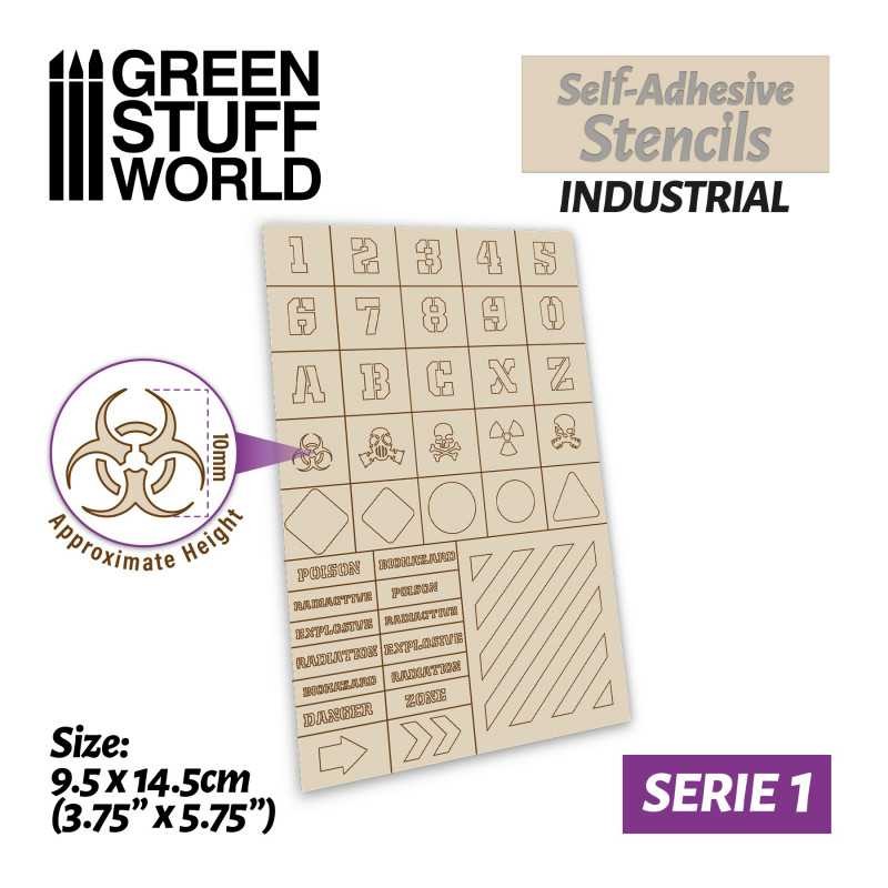 GREEN STUFF WORLD 10937 Self-adhesive stencils - Industrial