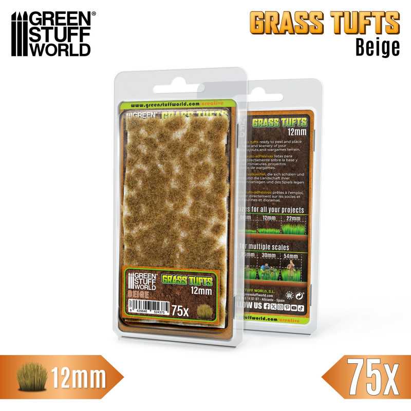 GREEN STUFF WORLD 12937 Grass TUFTS 12mm self-adhesive BEIGE - 12MM BEJ ÇİM ÖBEĞİ