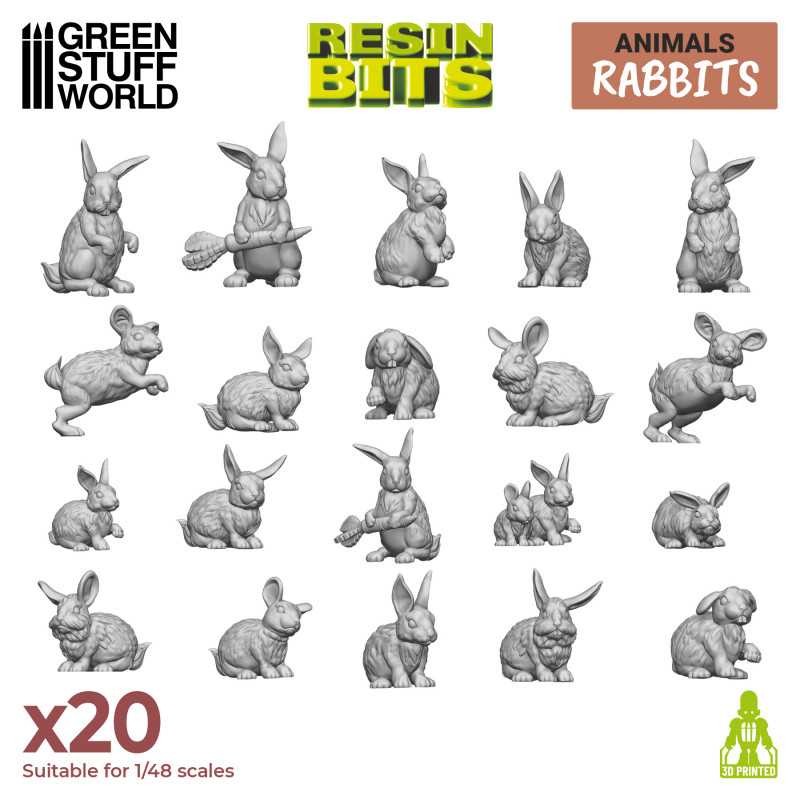 GREEN STUFF WORLD 12290 3D printed set - Rabbits TAVŞANLAR