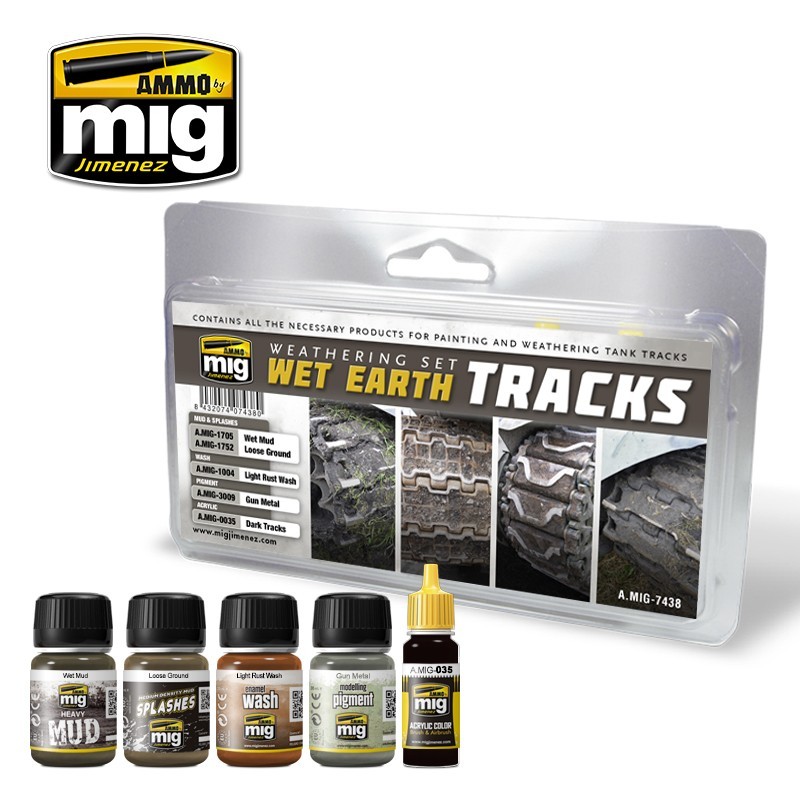 AMMO MIG 7438 Wet Earth Tracks Weathering Set - Çamurlu Palet Kirletme Seti