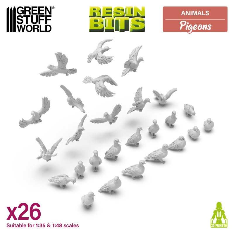 GREEN STUFF WORLD 13642 3D printed set - Pigeons GÜVERCİNLER
