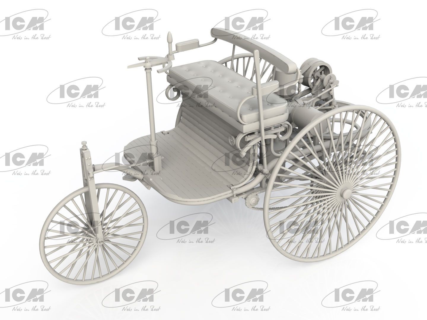 ICM 24042 1/24 BENZ PATENT - MOTORWAGEN 1886 ÜÇ TEKERLİ KOLAY BİRLEŞİM ARABA MAKETİ