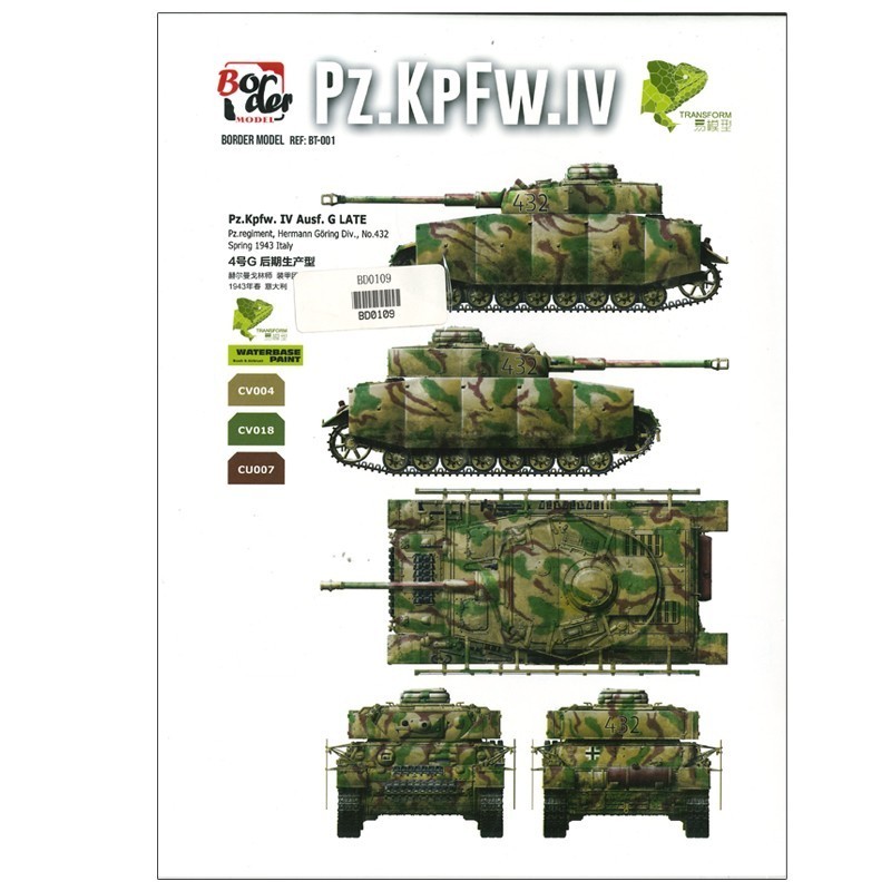 BORDER MODEL 0109 1/35 Pz.Kpfw IV Ausf. G/H Mask 4 KOLAY MASKELEME SETİ