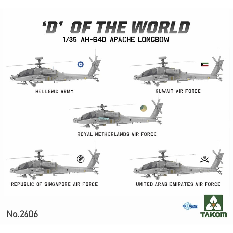 TAKOM 2606 1/35 D" Of the World AH-64D Attack Helicopter (Limited Edition) Saldırı Helikopteri Maketi
