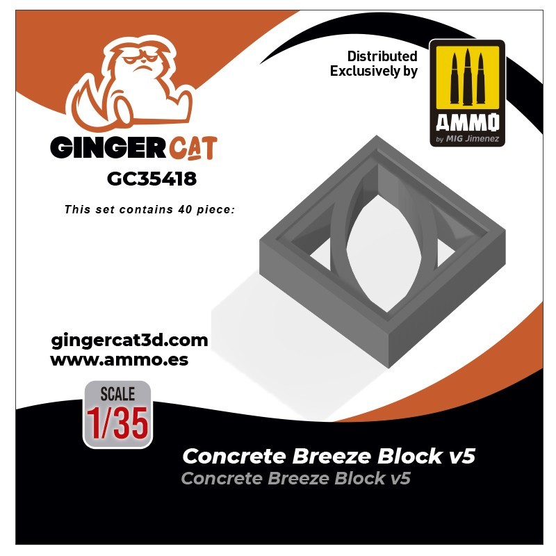 Ginger Cat 35418 1/35 Concrete Breeze Blocks Version 5 (40pcs) Reçine Detay Seti