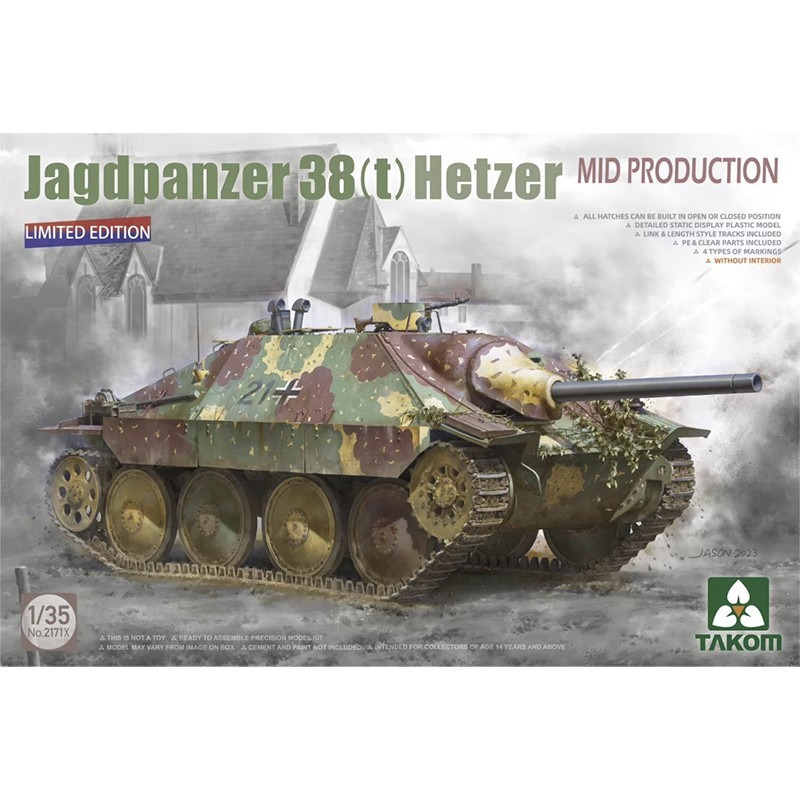 TAKOM 2171X 1/35 Jagdpanzer 38(t) Hetzer Mid Production (Limited Edition) TANK MAKETİ