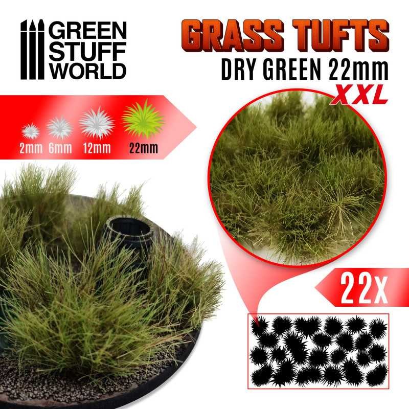 GREEN STUFF WOLRD 11449 Grass TUFTS XXL 22mm self-adhesive DRY GREEN - 22MM KURU YEŞİL ÇİM ÖBEĞİ