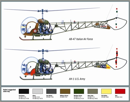 ITALERI 0095 1/72 AH.1 / AB-47 ASKERİ HELİKOPTER MAKETİ