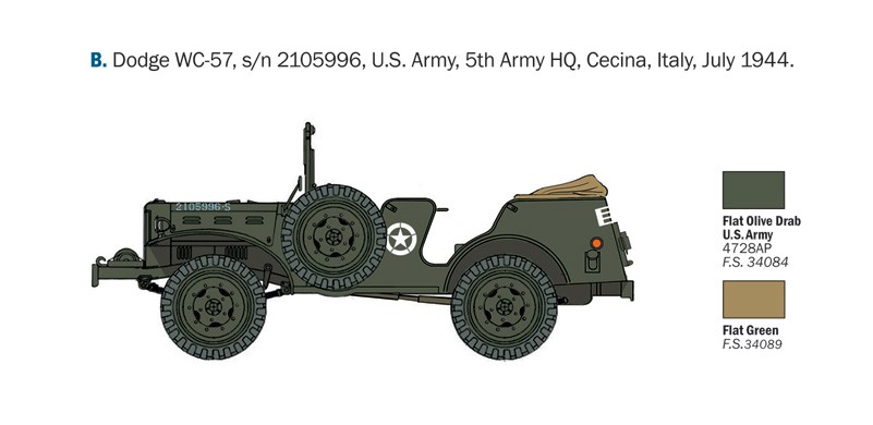 ITALERI 0228 1/35 Dodge WC-56/57 Command Car ASKERİ KARA ARACI MAKETİ