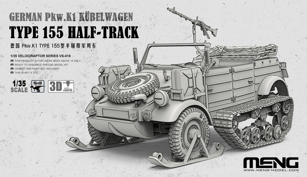 MENG VS-018 1/35 German Pkw.K1 Kübelwagen Type 155 Half-Track ASKERİ ARAÇ MAKETİ