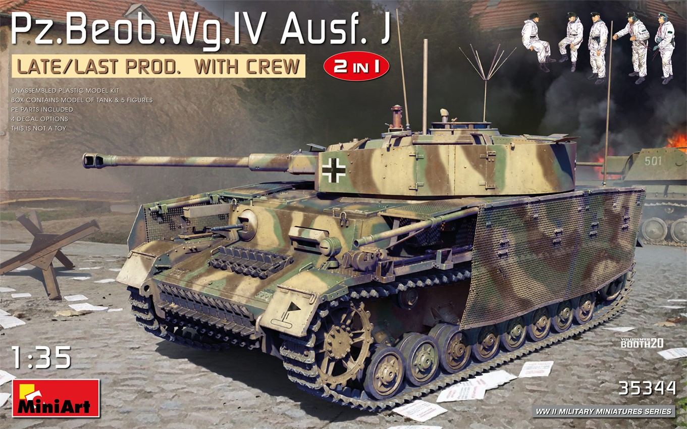 MINIART 35344 1/35 Pz. Beob. Wg. IV Ausf J Son Üretim & Mürettebat TANK MAKETİ