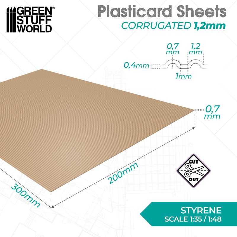 GREEN STUFF WORLD 5065 Plasticard Corrugated - Oluklu Plastik Levha